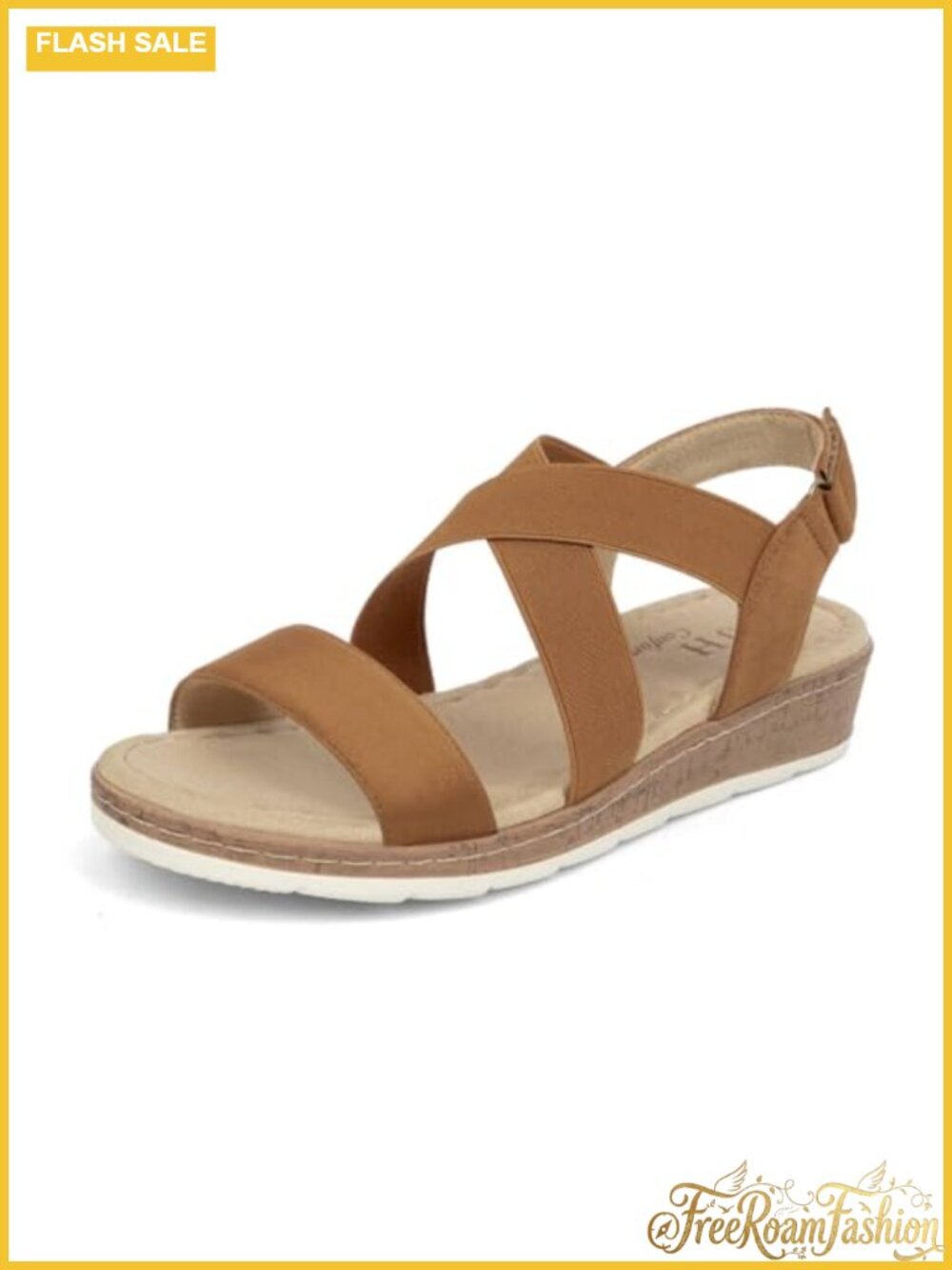 Women's Flat Sandals Comfort Slip-On Elastic Ankle Strap Lightweight Casual